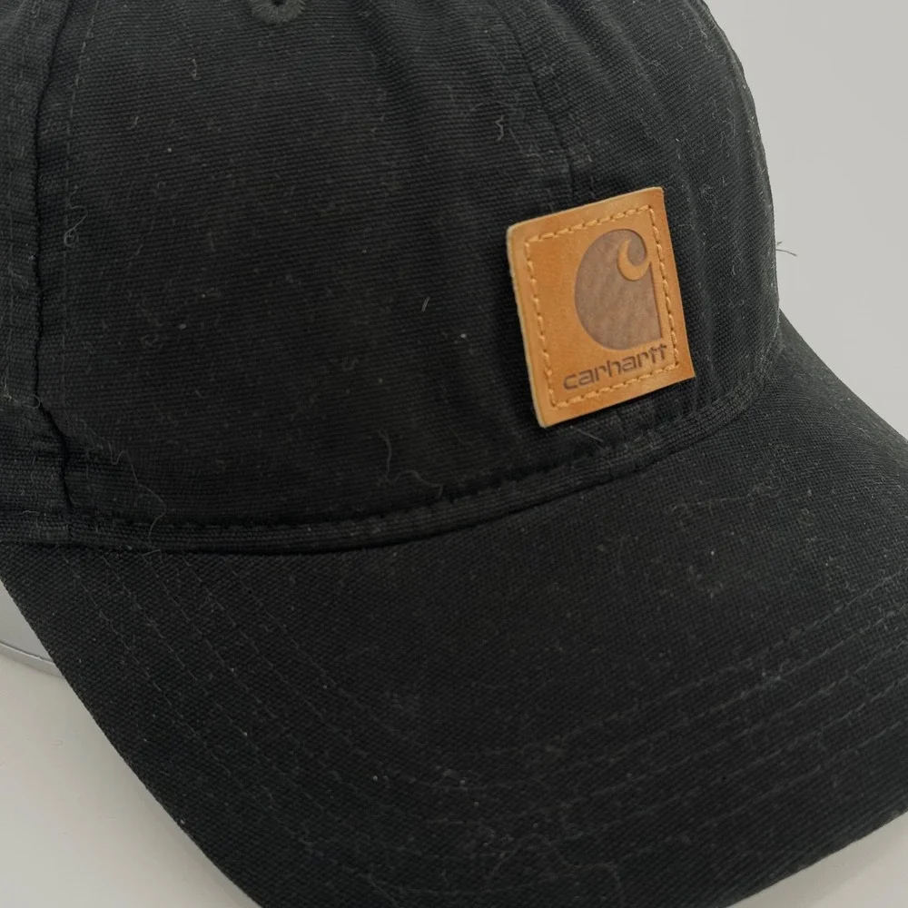Carhartt Force Cap Black Adjustable Twill Leather Patch Hat‎ OS AH0289
